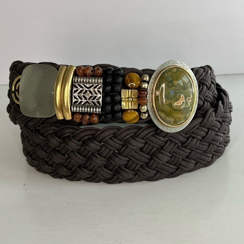 Vintage Marjorie Baer SF Braided Two-toned Brown Mixed Metals Belt Size Medium